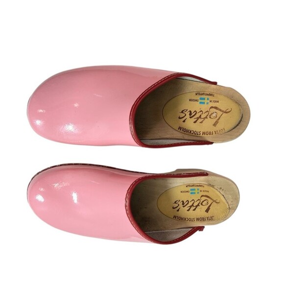Lotta’s from Sweden Classic Retro Patent Leather Pink Clogs Size EU 37, US 6.5 - Picture 4 of 9
